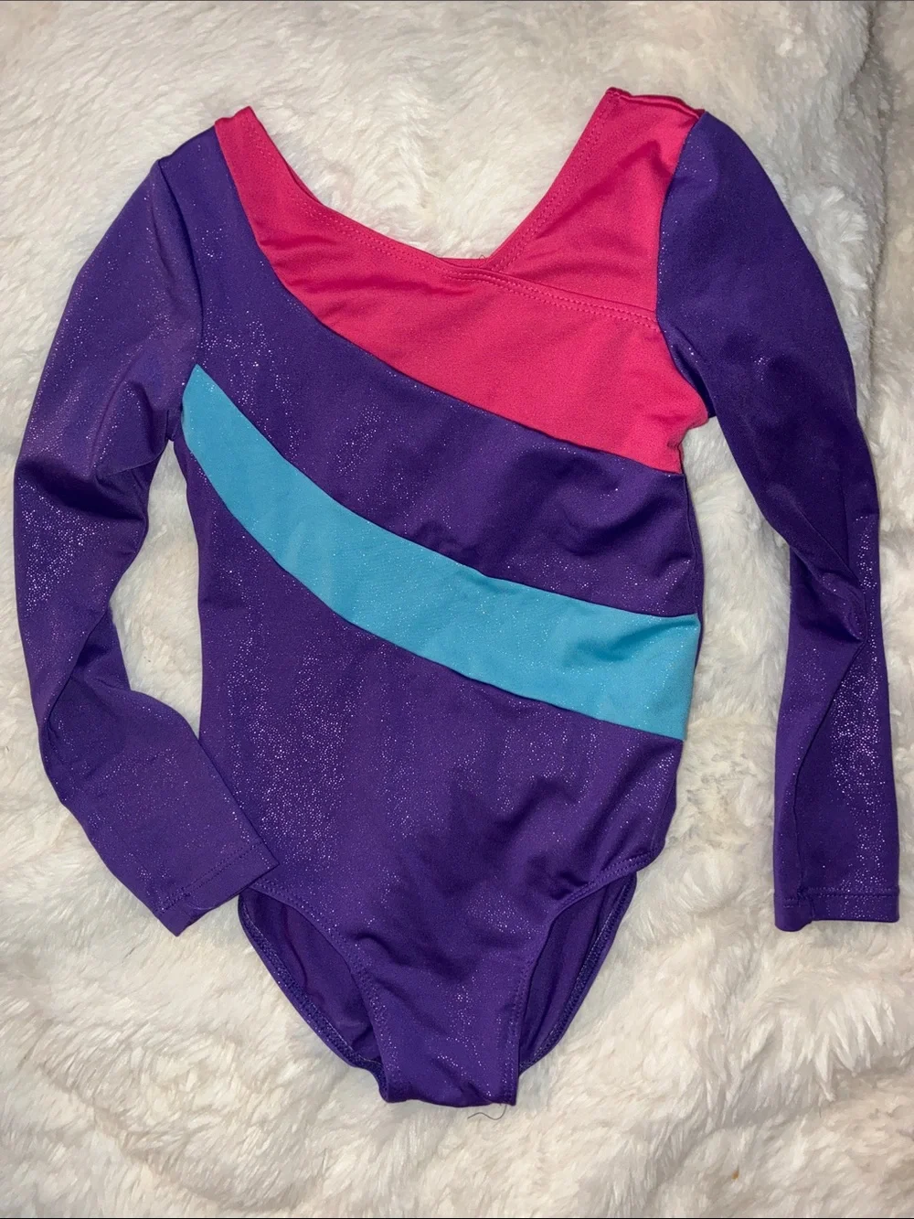 Source Unknown Purple and Pink Long-Sleeve Kids Leotard Bodysuit